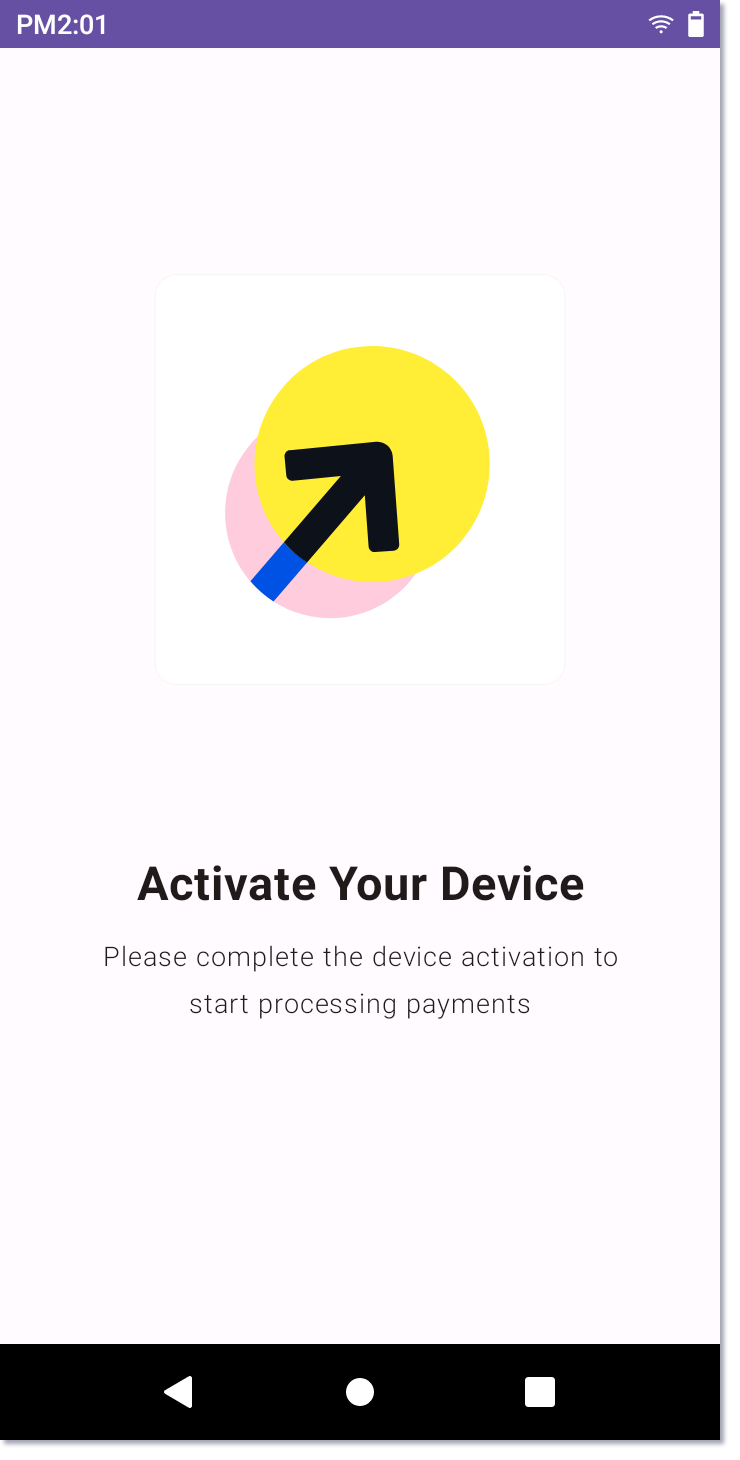 PAX A800 activate device welcome screen