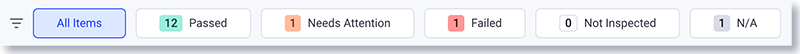 Filter inspection items by status