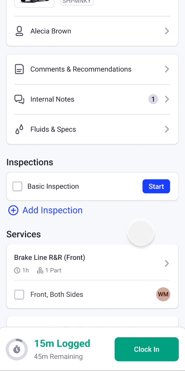 add an inspection template to an order