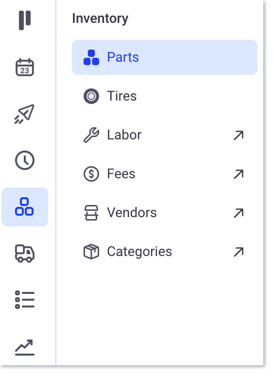 Navigate to the inventory parts page