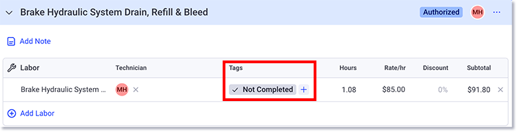 Add tags to a work order line item