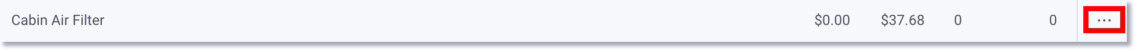 Select ellipsis on an inventory item to edit the inventory item