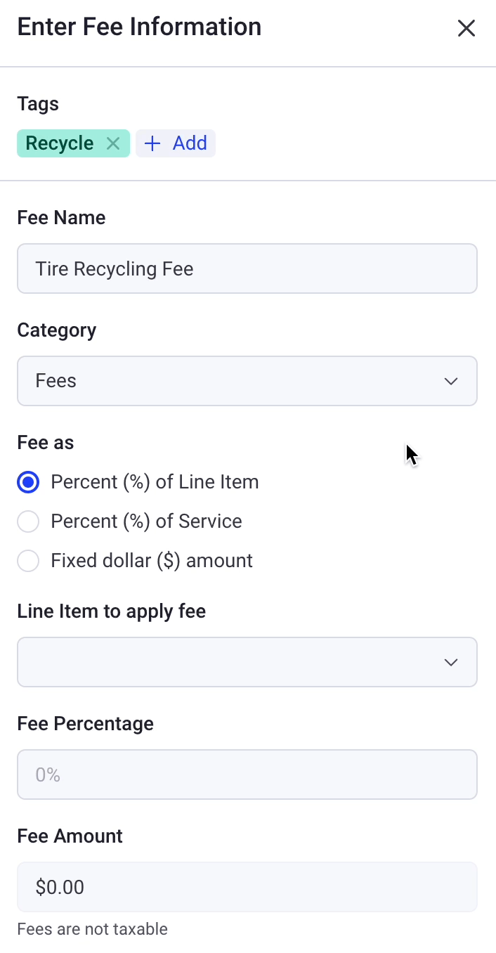 select fee cost option