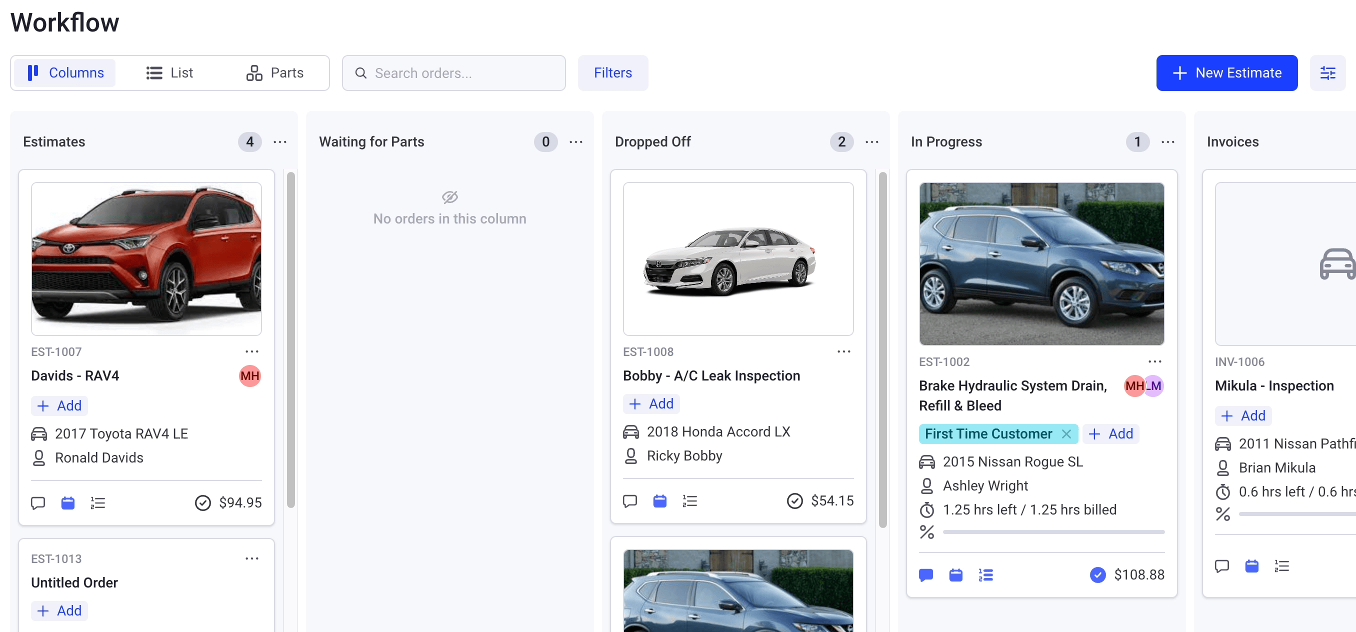 Hide columns from workflow page view