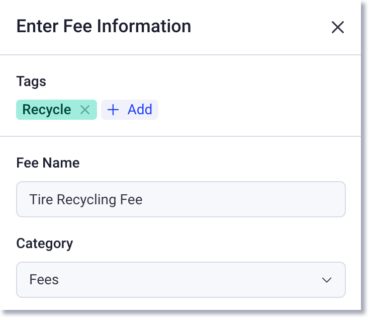 fee line item information on right side panel