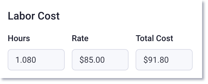Auto calculated labor costs on an estimate with technician with flat rate enabled assigned