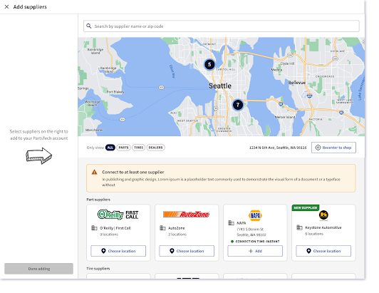 set up suppliers in PartsTech