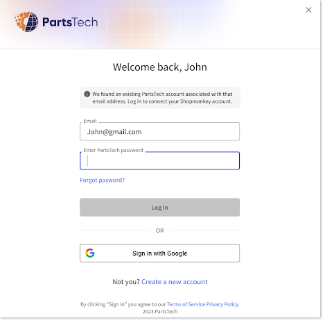 log in to PartsTech