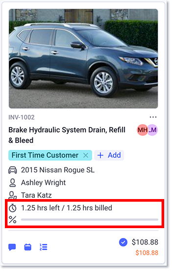 Workflow card labor hours
