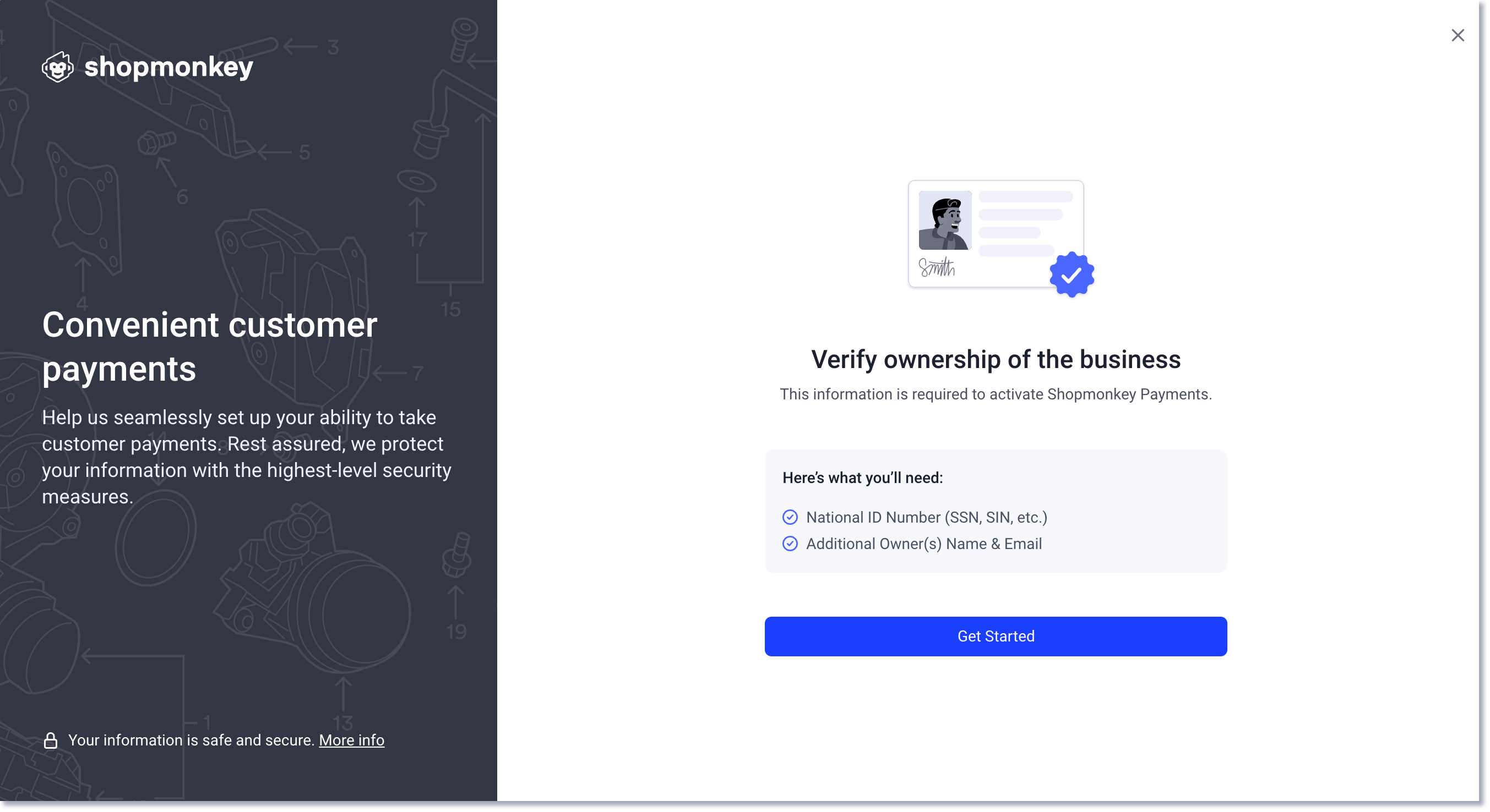 enable payments verify ownership