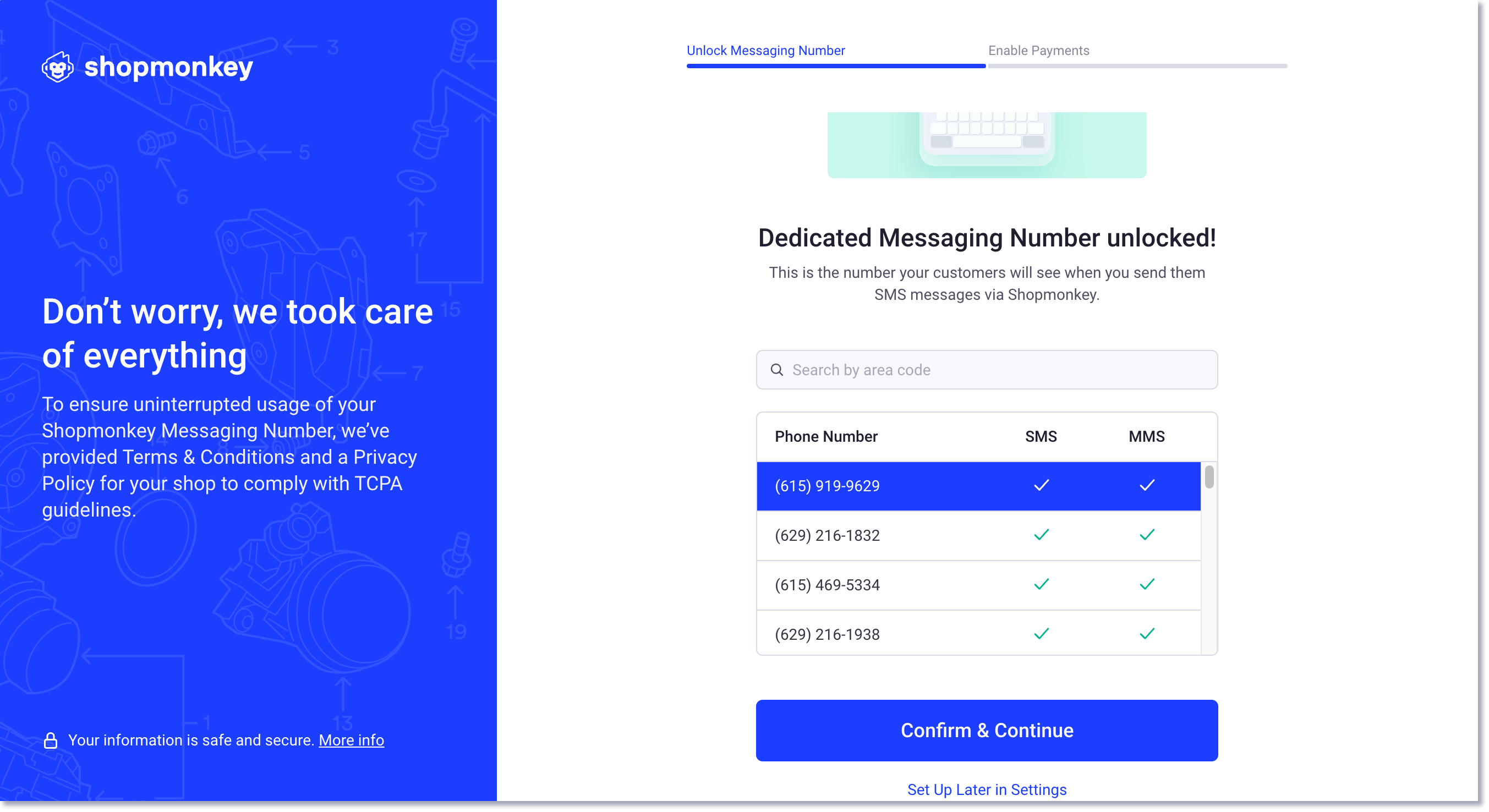 select messaging number business verification process