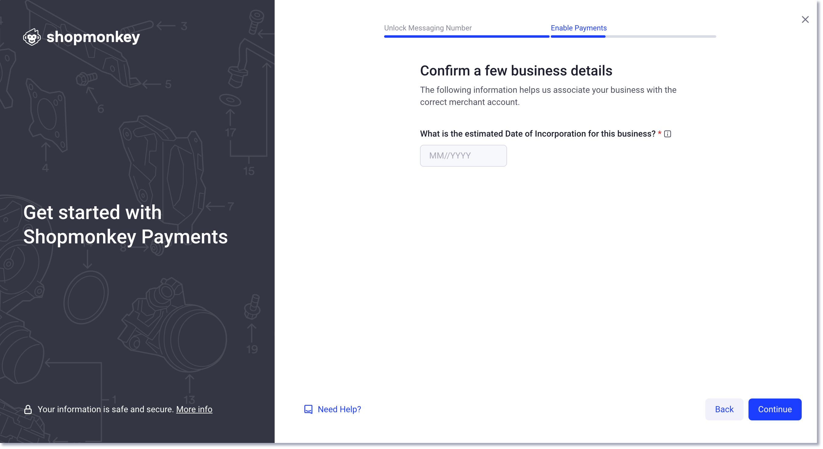 enable payments date of incorporation