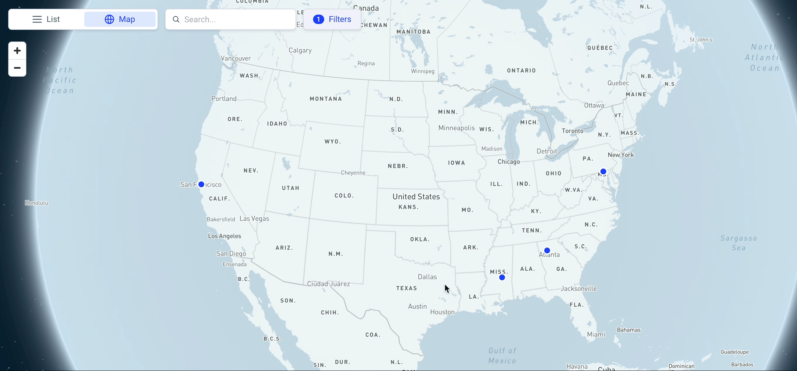 HQ locations map view selecting a location gif