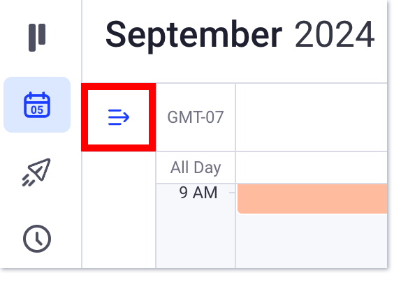 ícono Ver opciones en la página del calendario