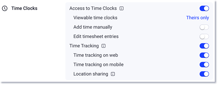 Options d'horloge des autorisations utilisateur