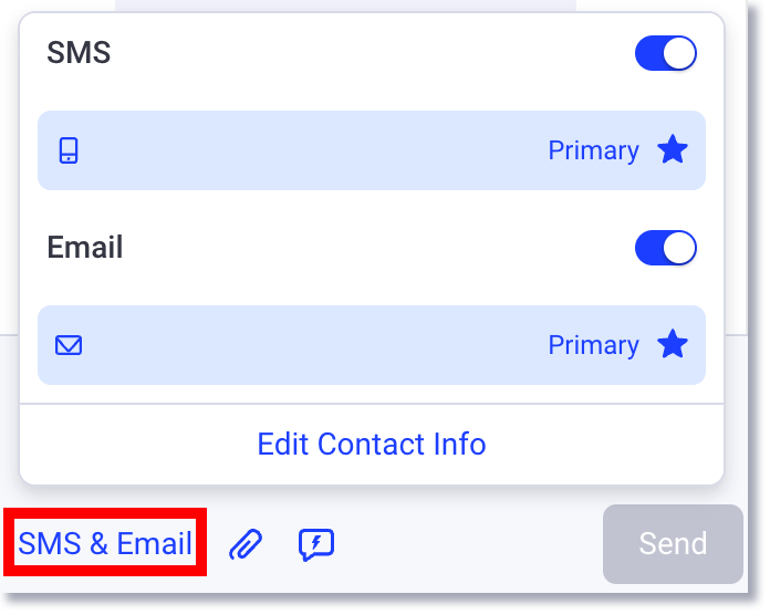 select dropdown to choose message send method