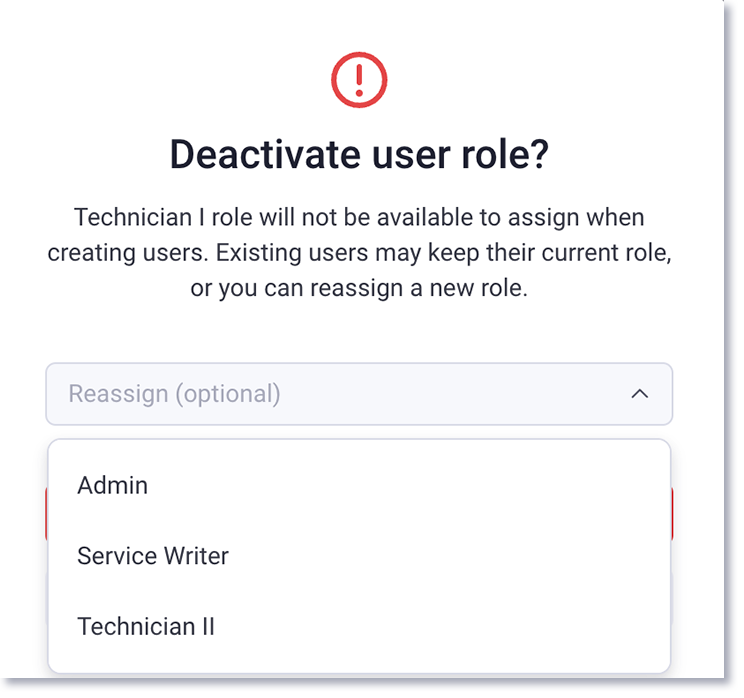 Réattribuer les rôles d'utilisateur pour un rôle d'utilisateur désactivé