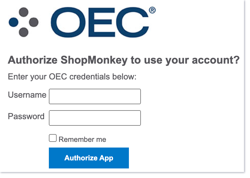 Connectez-vous avec les informations d'identification OEC