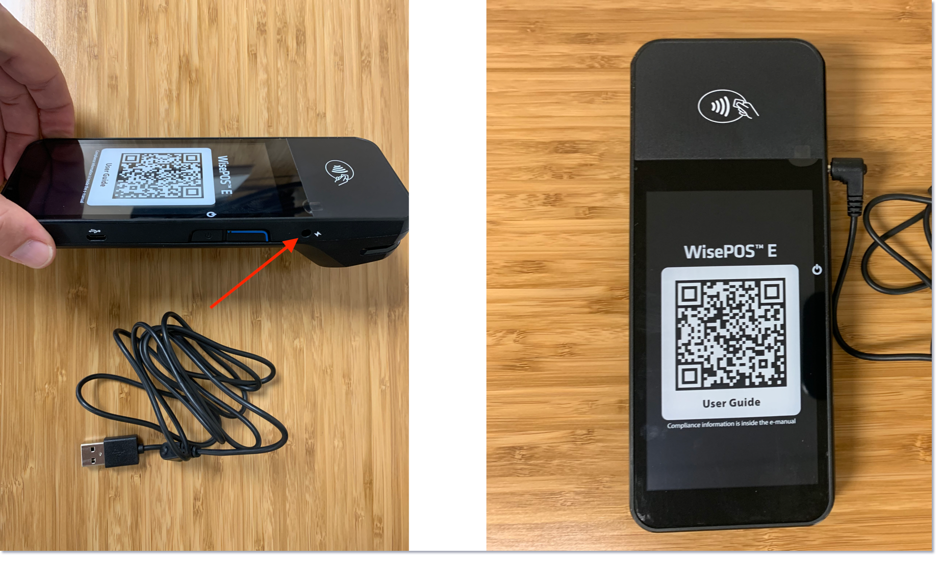 WisePOS E card reader power on