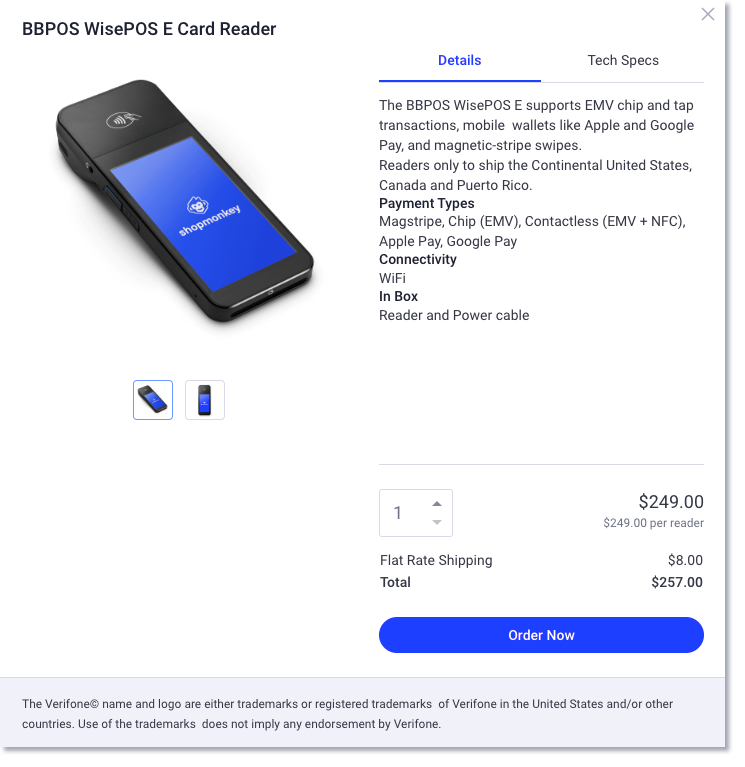 order a WisePOS E card reader