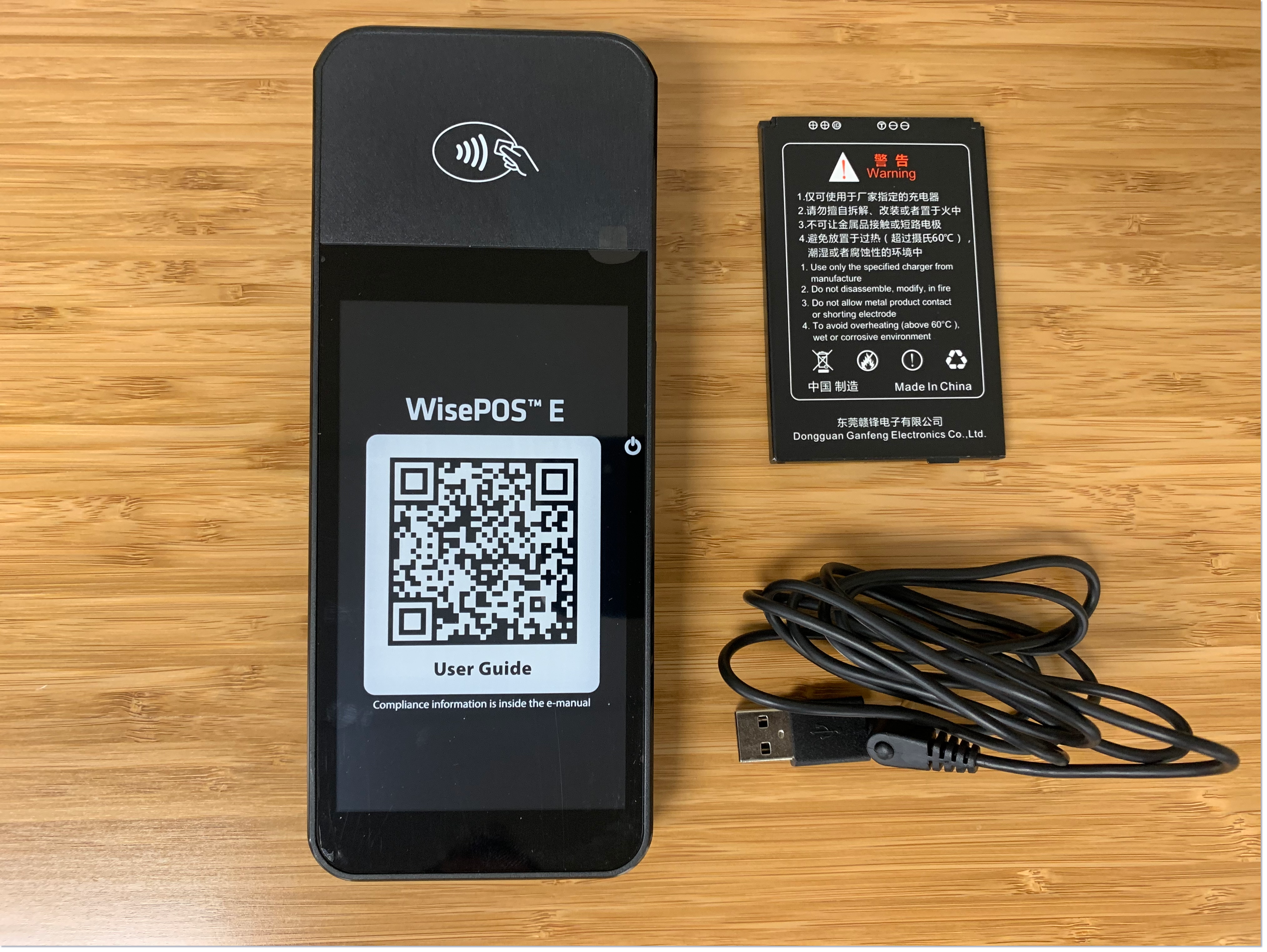 Componentes del lector de tarjetas WisePOS E