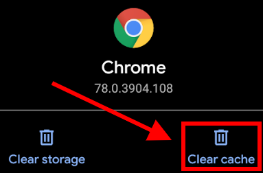 L'application Chrome vide le cache
