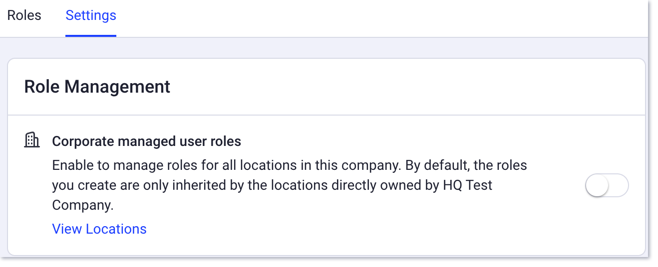 HQ user roles settings
