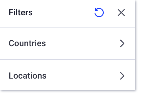 Filtres de pays et d'emplacements pour les rapports du siège social