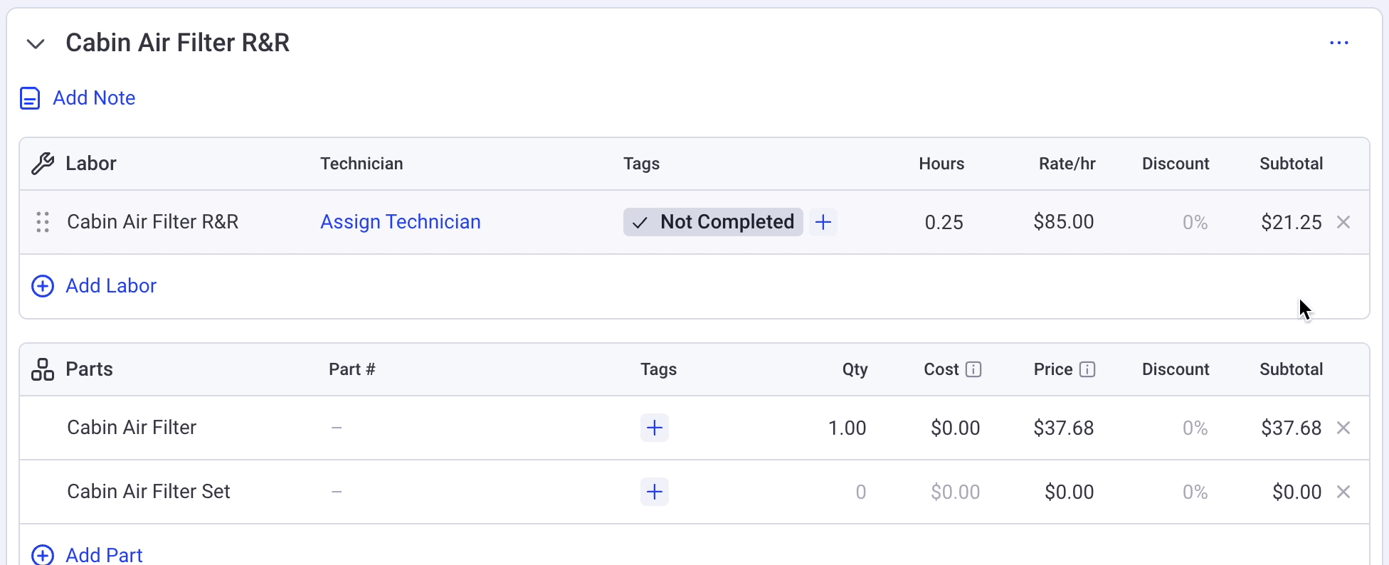 Remove a line item from a service
