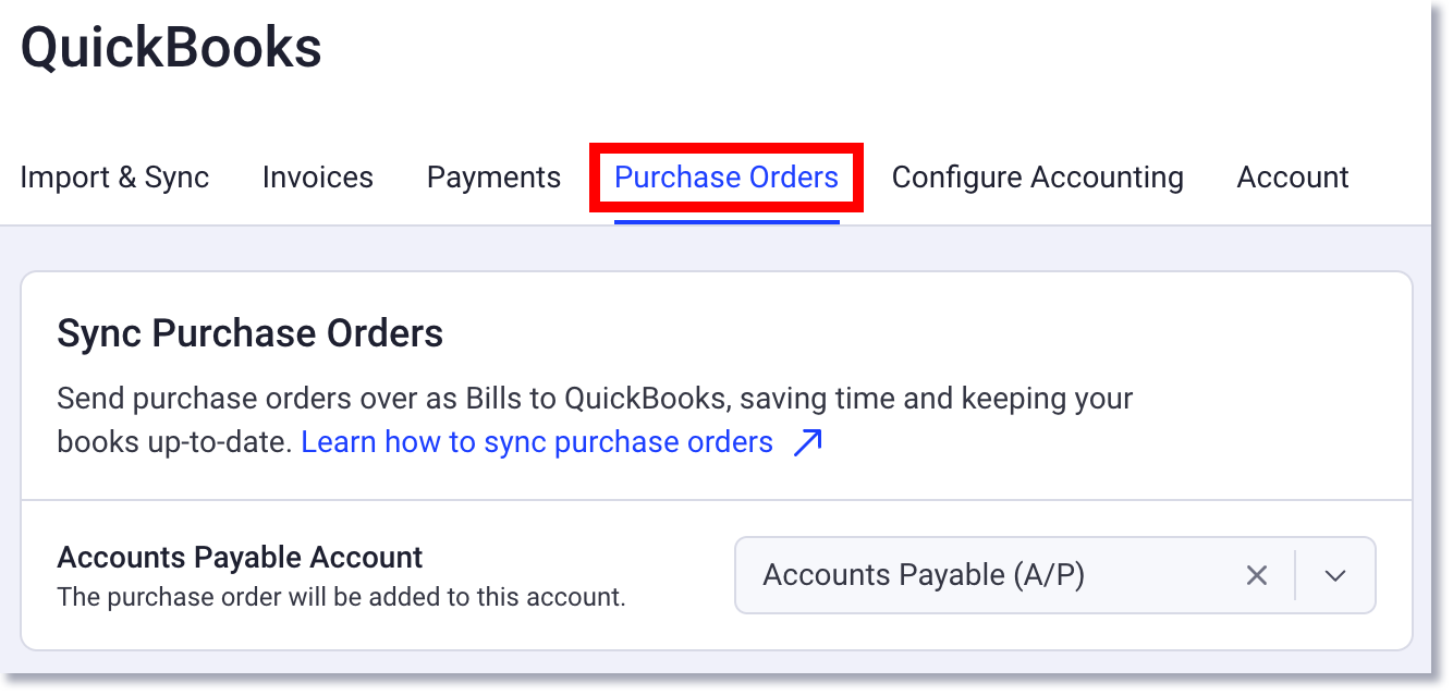 Paramètres des bons de commande QuickBooks dans Shopmonkey