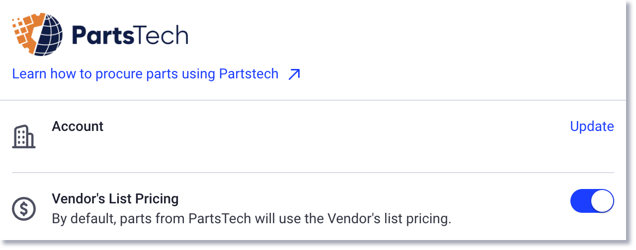 Activer les prix de la liste des fournisseurs pour les pièces PartsTech