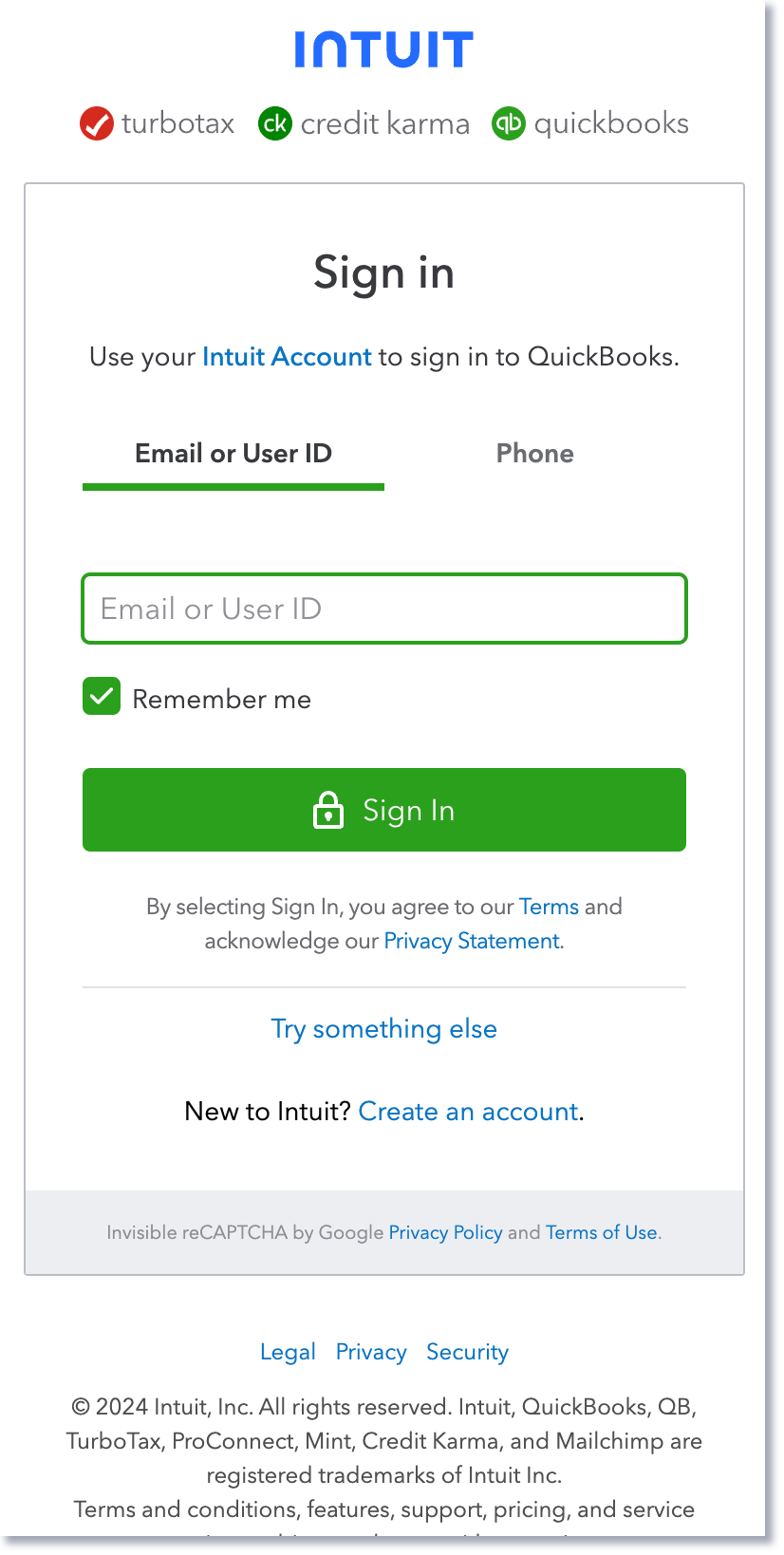 Iniciar sesión con credenciales de QuickBooks