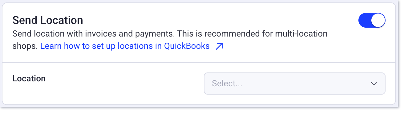 Configurar contabilidad para QuickBooks en Shopmonkey Enviar ubicación