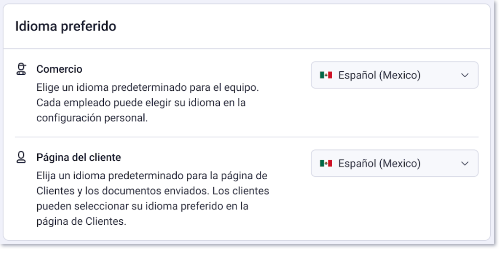Configuración de idioma preferido