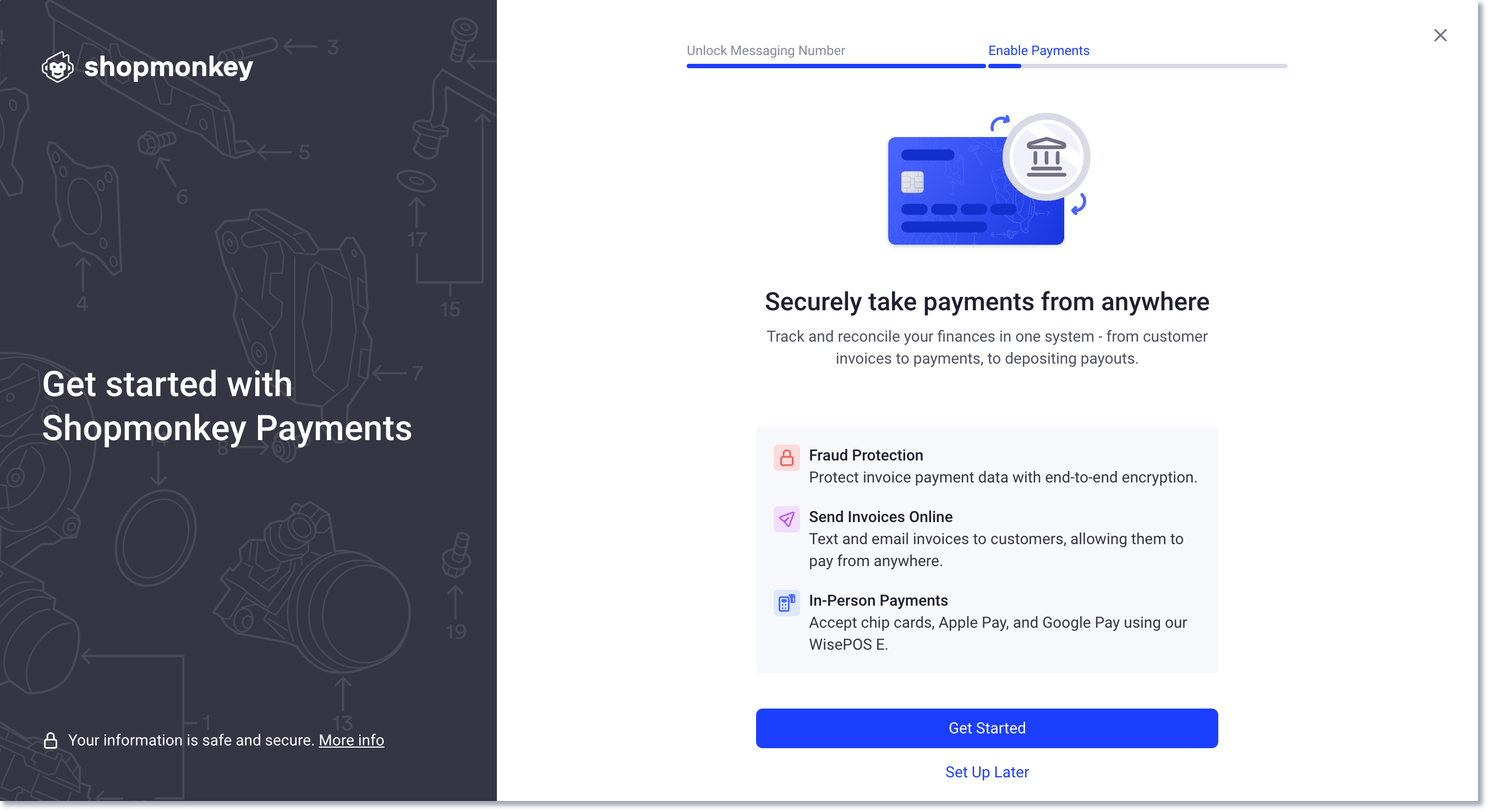 activer le processus de vérification de l'entreprise de paiement