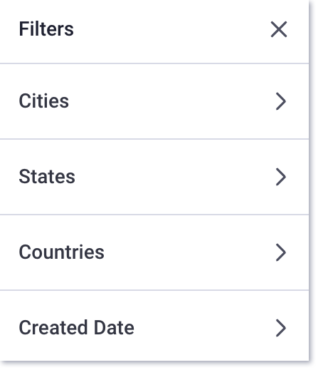 Filtros de vista de lista de ubicaciones de HQ