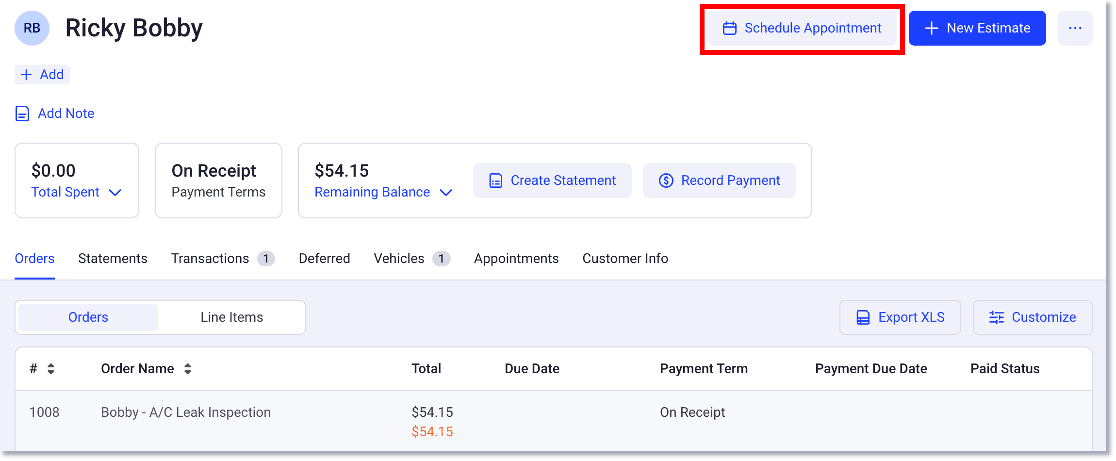 Planifier un rendez-vous à partir d'une page client