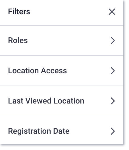 filtres de la liste des utilisateurs du HQ