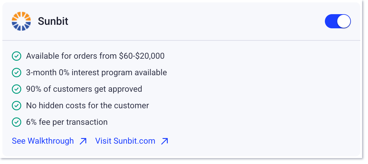 toggle on sunbit