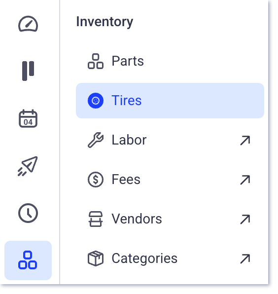Inventory tires page navigation