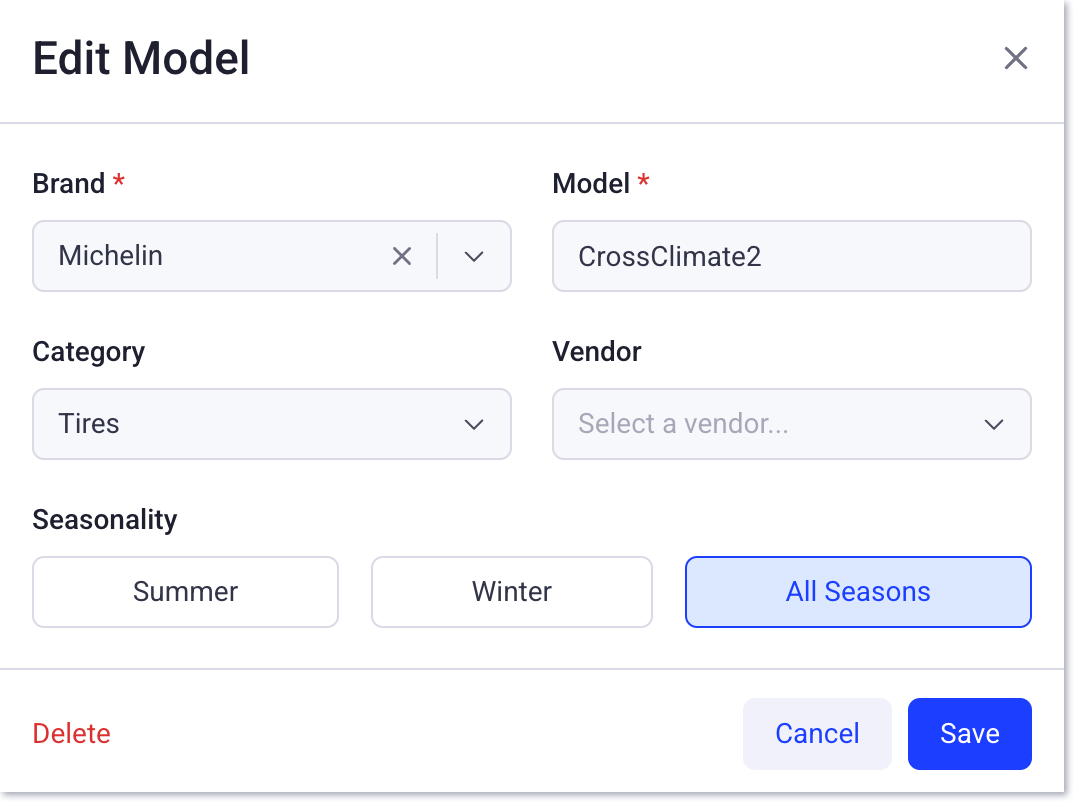edit model menu
