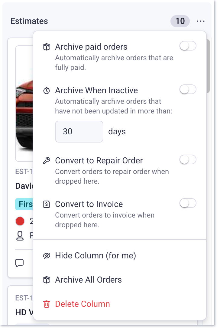Configuración de columnas de flujo de trabajo