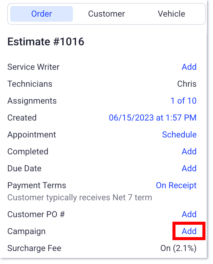 attribute campaign to an order
