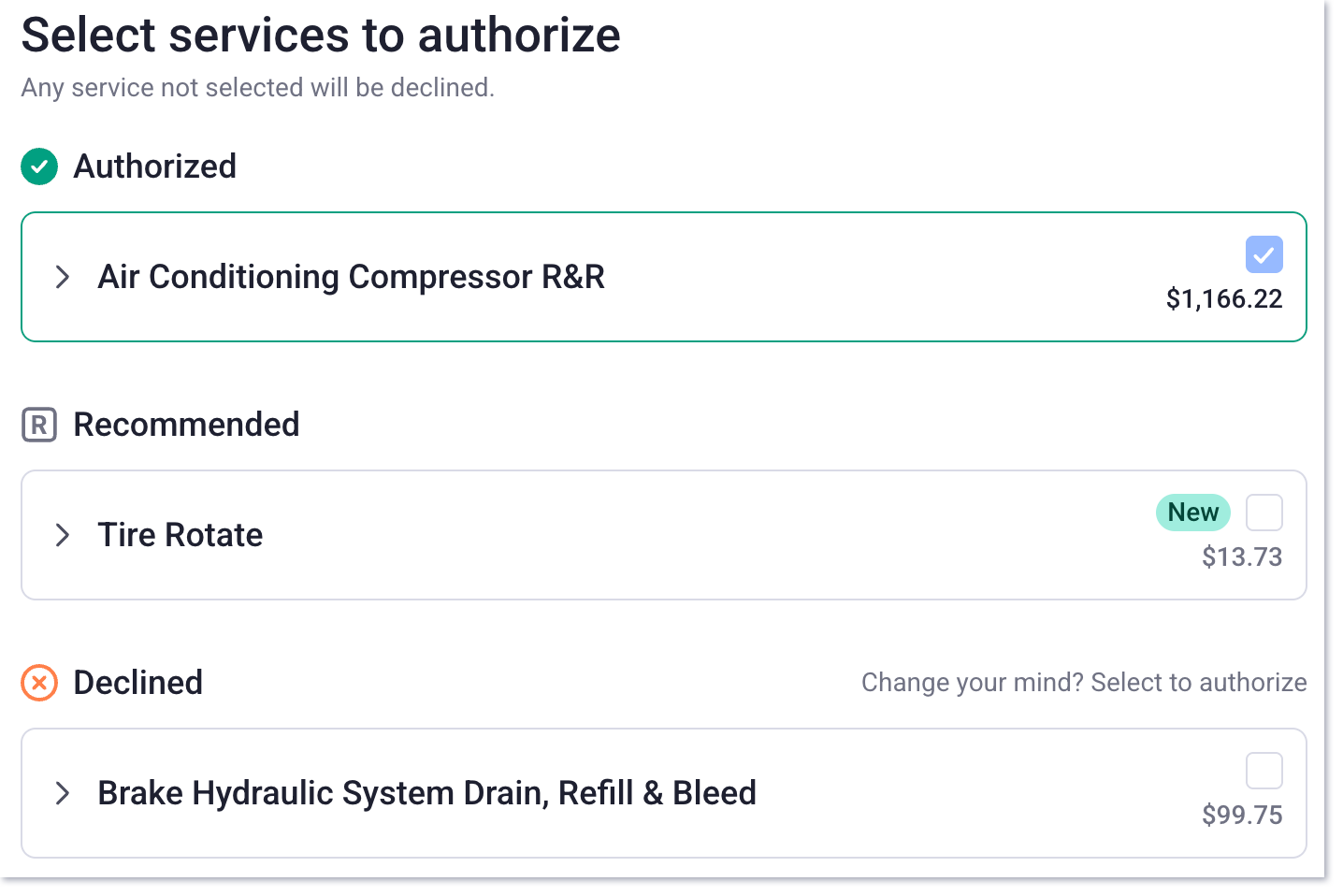 Vue client de l'autorisation d'estimation