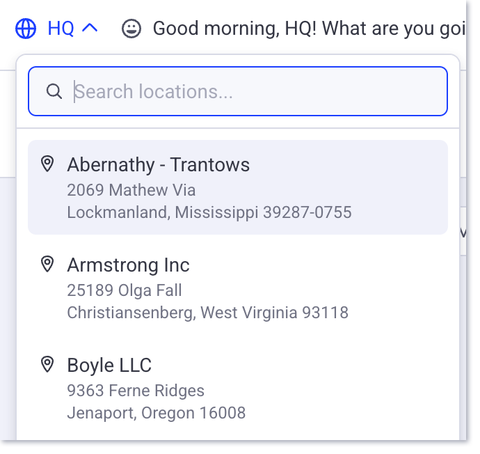HQ hierarchy view location switch