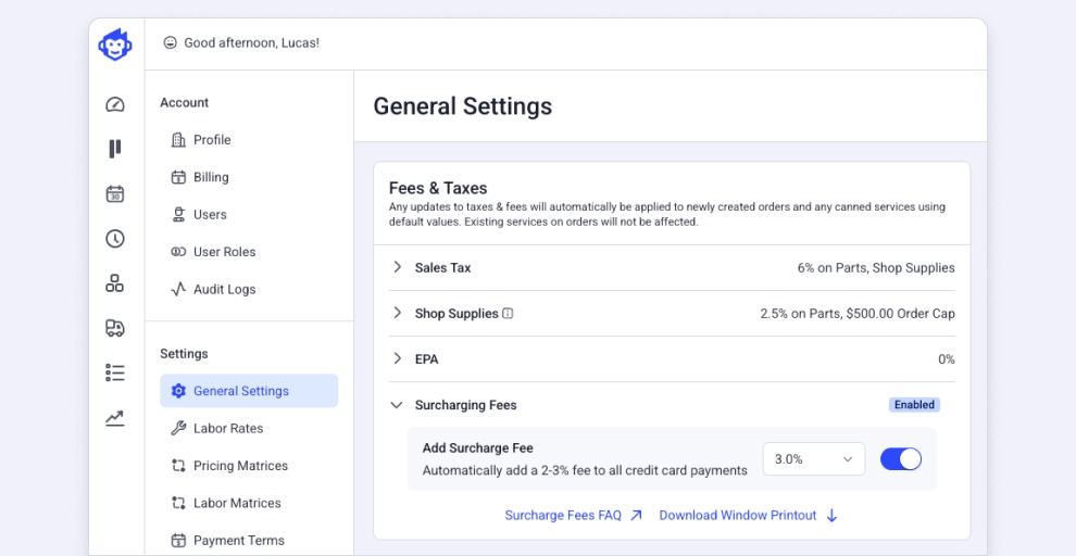 Surcharging Now Available