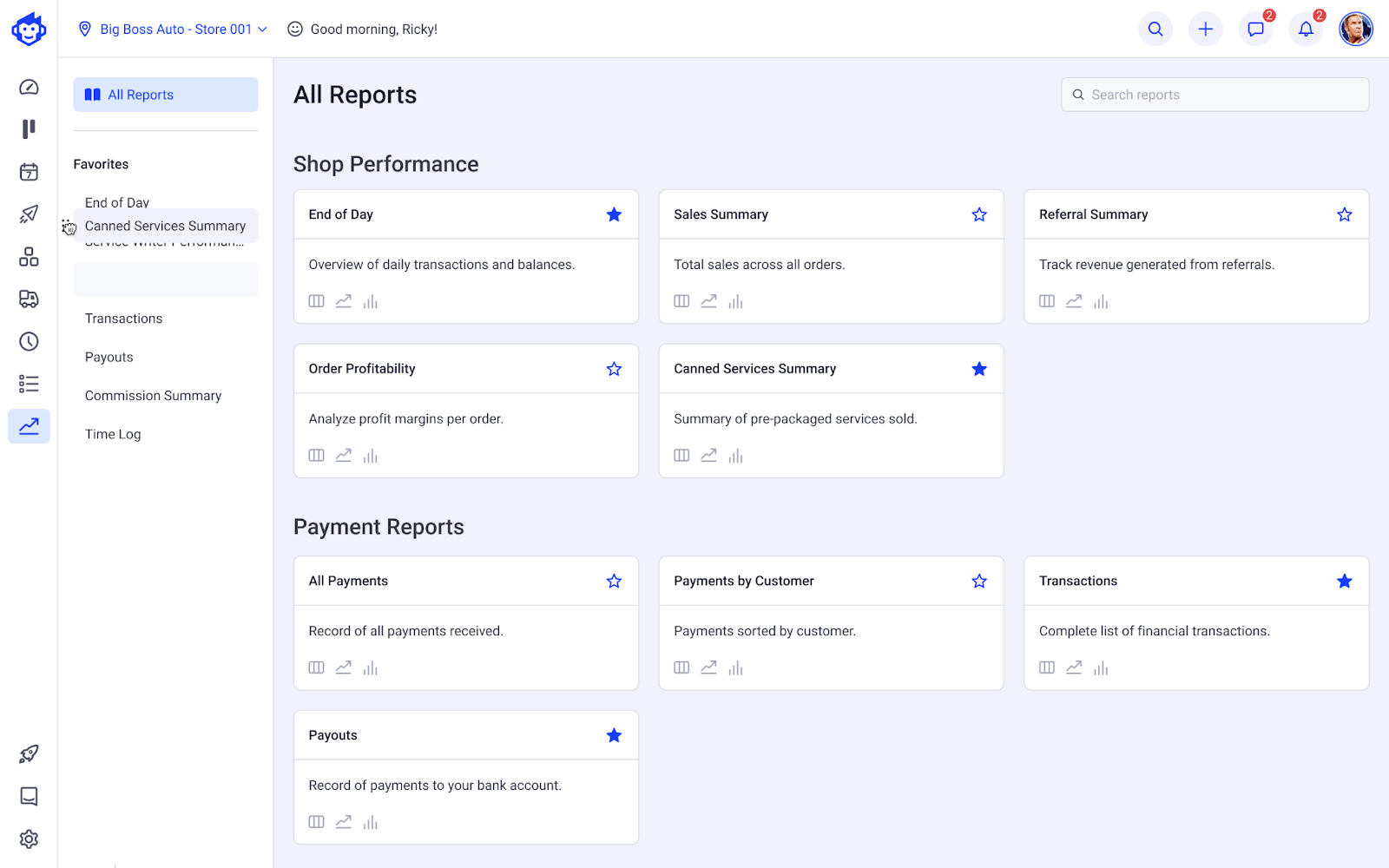 Redesigned Reports Landing Page