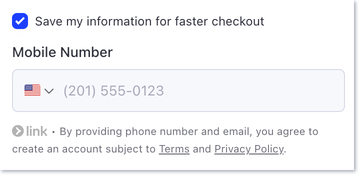 save information for faster checkout and create Link account