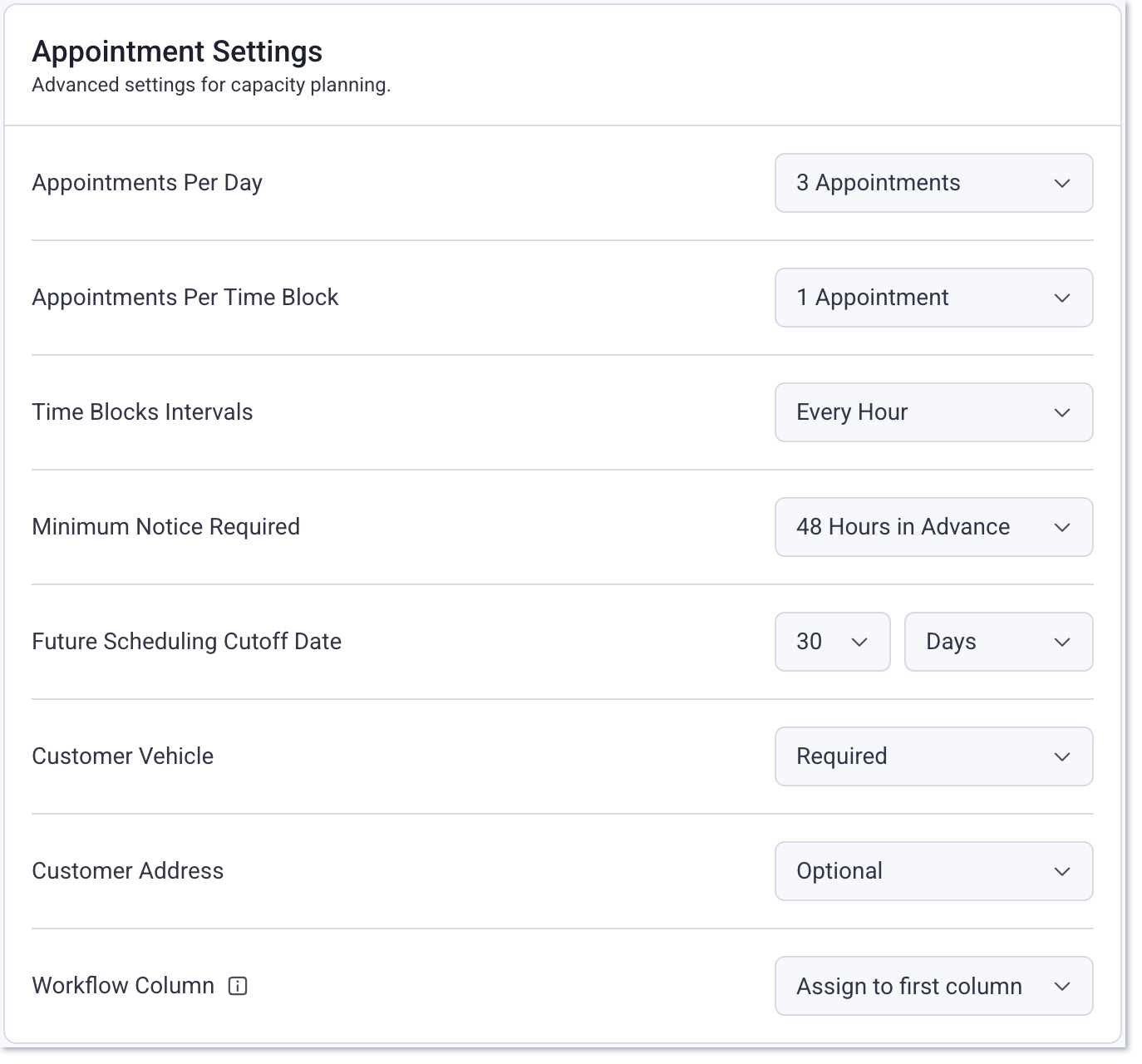 Appointment Settings