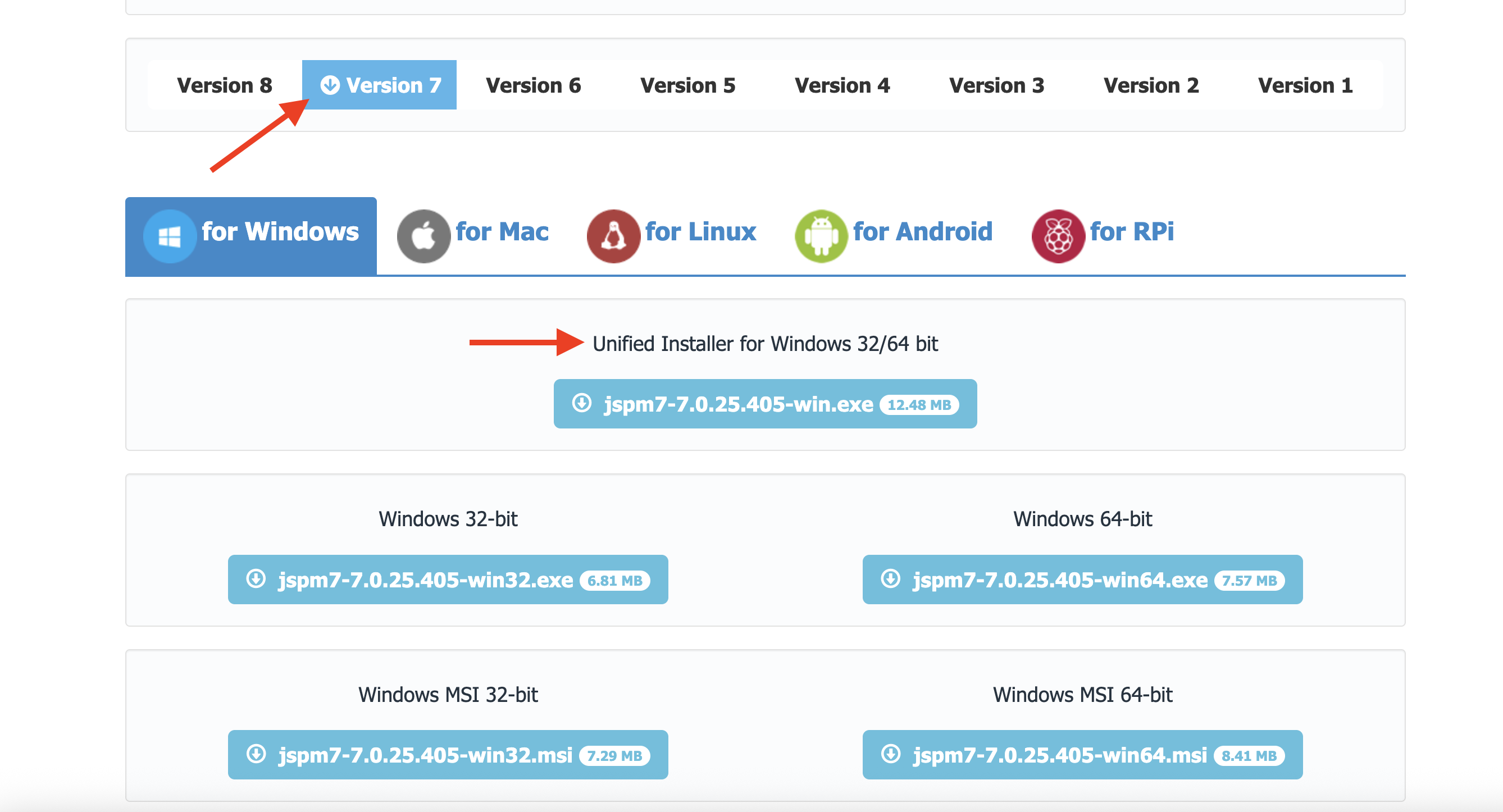installer la version 7 de JSPrint Manager